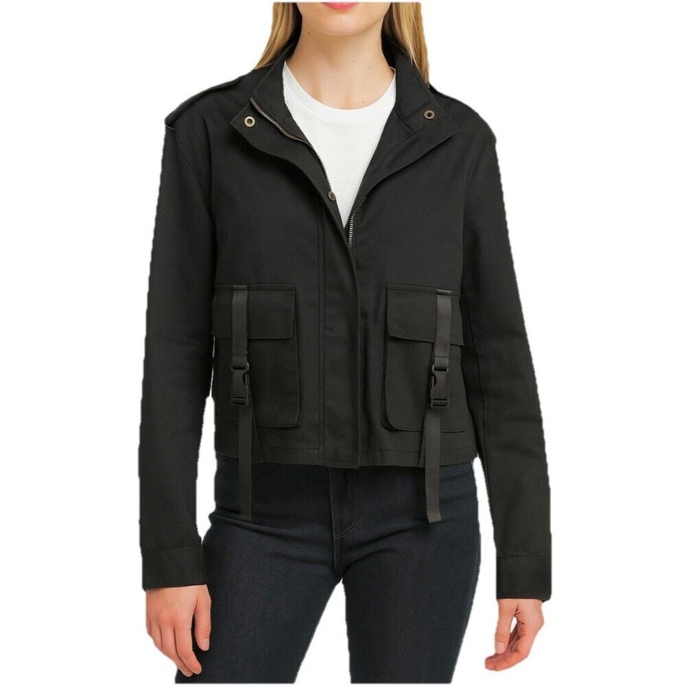 MiSC Black Utility Jacket Small Indie Streetwear Edgy Normcore Chic Casual Y2K